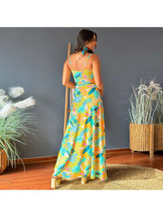 Print Spaghetti Straps A-line Maxi Dresses