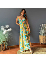 Print Spaghetti Straps A-line Maxi Dresses