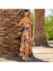 Print Spaghetti Straps A-line Maxi Dresses