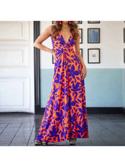 Print Spaghetti Straps A-line Maxi Dresses