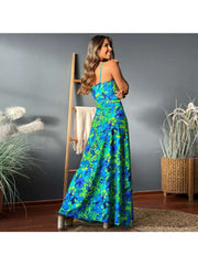 Print Spaghetti Straps A-line Maxi Dresses