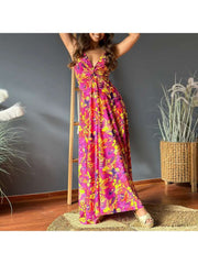 Print Spaghetti Straps A-line Maxi Dresses