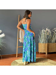 Print Spaghetti Straps A-line Maxi Dresses