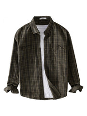 Plaid Down Collar Loose Shirts