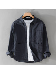 Solid Color Loose Chest Pocket Shirts