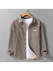 Down Collar Long Sleeve Chest Pocket Shirts