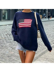 Print Loose Long Sleeve Sweater