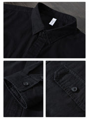 Down Collar Long Sleeve Chest Pocket Shirts