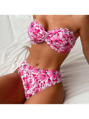 Print Straight Across Fitted Bikinis