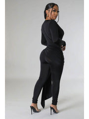 Solid Color Fitted Long Sleeve Jumpsuits