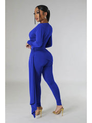 Solid Color Fitted Long Sleeve Jumpsuits