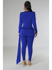 Solid Color Fitted Long Sleeve Jumpsuits