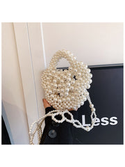 Faux Pearl Hollow-out Weave Satchels