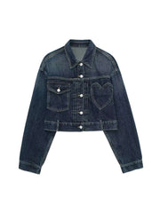 Heart Pocket Long Sleeve Denim Jackets