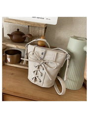 Bow Pure Color Denim Shoulder Bags