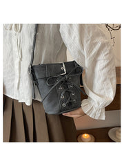 Bow Pure Color Denim Shoulder Bags