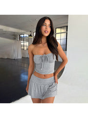 Halter Backless Lace-Up Bodycon Skirt Sets