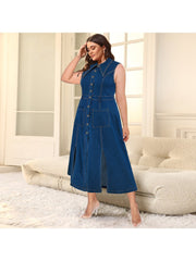 Down Collar Sleeveless Cardigan Sleeveless Dresses