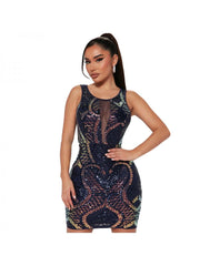 Patchwork Sequin Sleeveless Sheath Dress