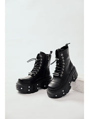 Punk Metal Decor Zipper Platforms Martin Boots