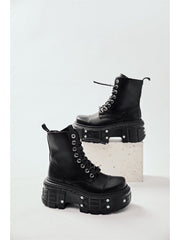 Punk Metal Decor Zipper Platforms Martin Boots