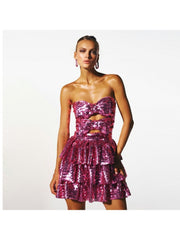 Bow A-line Sequin Formal Sleeveless Dresses