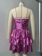 Bow A-line Sequin Formal Sleeveless Dresses