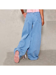 Bow Distressed Trailing Loose Casual Jeans