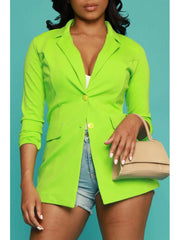 Fluorescent Notch Collar Button Up Blazers