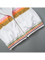 Colorblock Striped Zipper Cropped Pant Sets