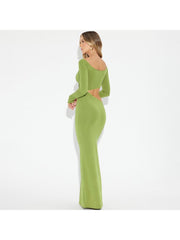 Ruched Off Shoulder Hollow Out Maxi Dress