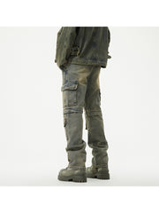 Washed Straight Cargo Men's Jeans