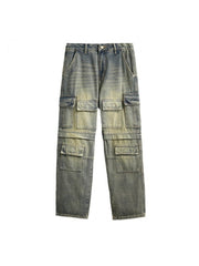 Washed Straight Cargo Men's Jeans