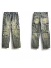 Washed Straight Cargo Men's Jeans