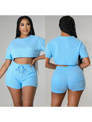 Solid Color Fitted Plus Size Pant Sets