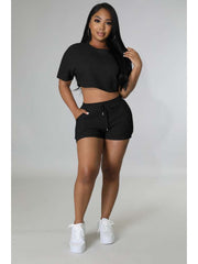 Solid Color Fitted Plus Size Pant Sets