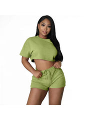 Solid Color Fitted Plus Size Pant Sets