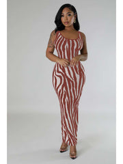 Zebra Reversible Plus Size Bodycon Sleeveless Dresses