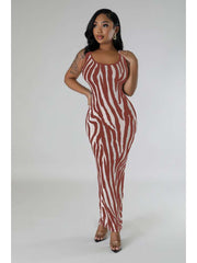 Zebra Reversible Plus Size Bodycon Sleeveless Dresses