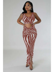 Zebra Reversible Plus Size Bodycon Sleeveless Dresses