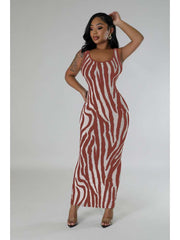 Zebra Reversible Plus Size Bodycon Sleeveless Dresses