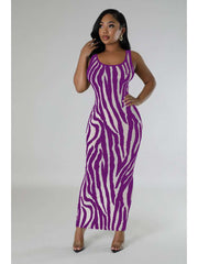 Zebra Reversible Plus Size Bodycon Sleeveless Dresses