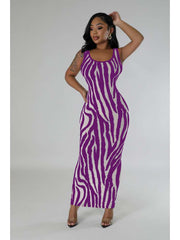 Zebra Reversible Plus Size Bodycon Sleeveless Dresses