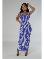 Zebra Reversible Plus Size Bodycon Sleeveless Dresses