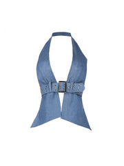 Halter Backless Denim Tanks