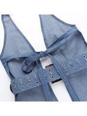 Halter Backless Denim Tanks