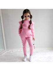 Plain Color Pullover Bodycon Girl Pants Sets