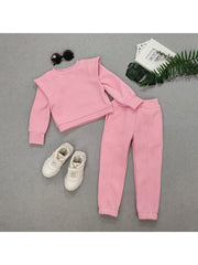 Plain Color Pullover Bodycon Girl Pants Sets