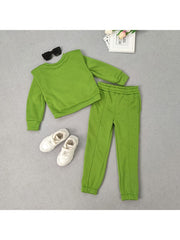 Plain Color Pullover Bodycon Girl Pants Sets