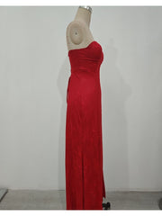 Jacquard Weave Split Hem Strapless Maxi Dress